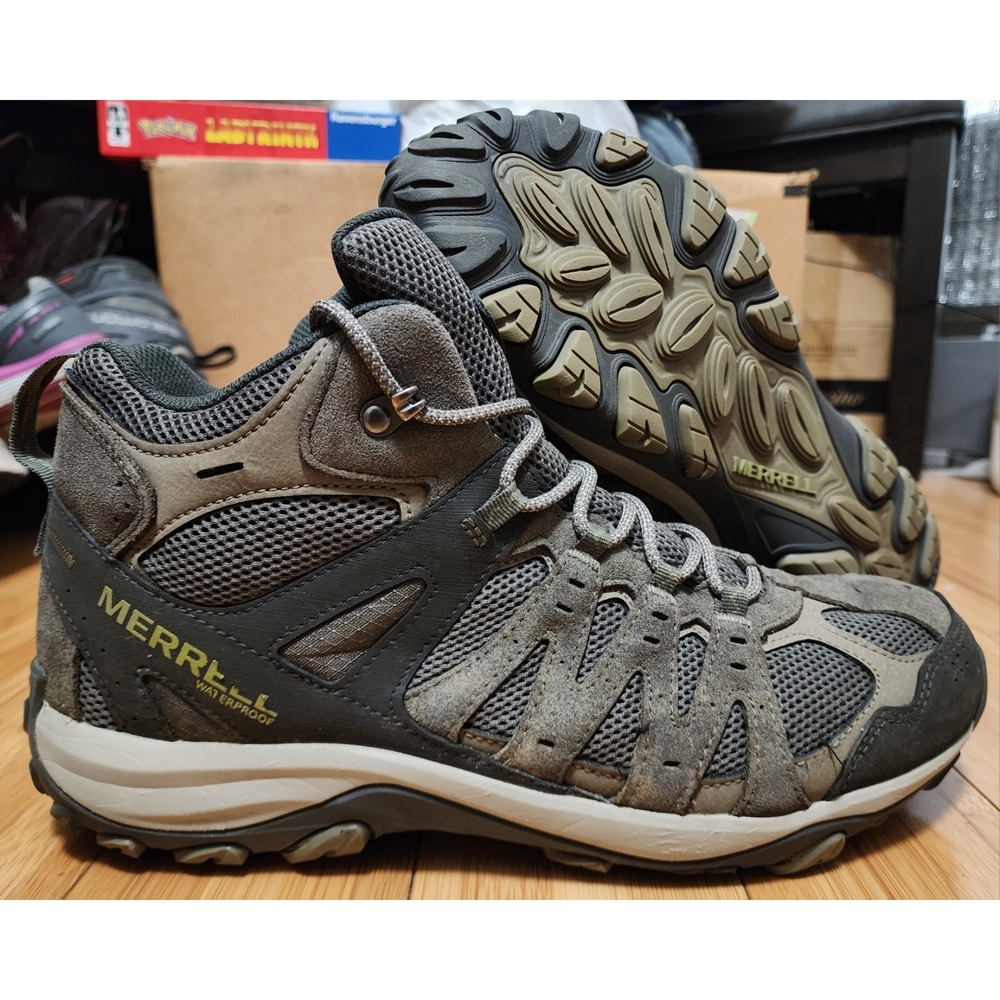 MERRELL Accentor 3 Mid Waterproof Hiking Boots Mens Size 12 Gray Suede J135467